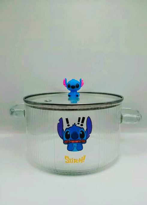 Stitch Glass Ramen Bowl with Lid and Handles