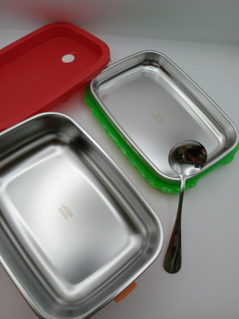 Stackable Burger-Shaped Bento Lunch Box for Kids – 2-Layer Stainless Steel Tiffin with Cutlery