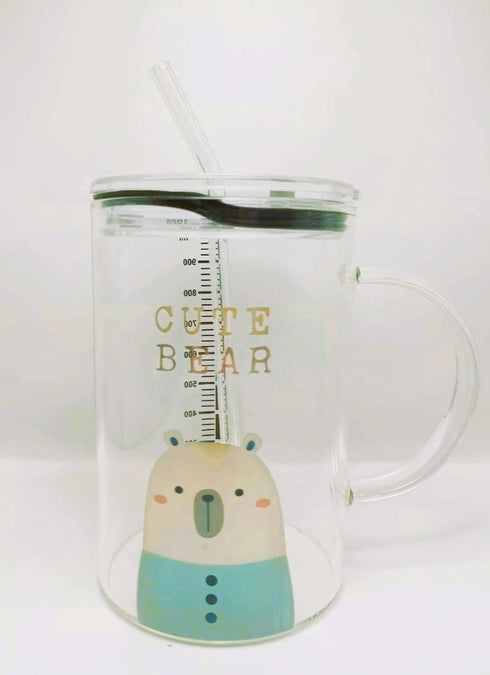 Leak-Proof Borosilicate Glass Tumbler with Handle & Straw