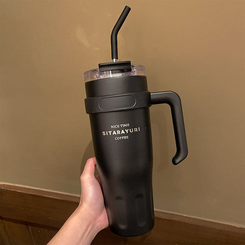 SITARAYURI 1182ml Premium Insulated Travel Tumbler with Handle & Straw