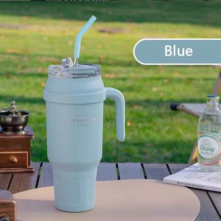 SITARAYURI 1.4liter Insulated Stainless Steel Tumbler with Handle & Straw – Leak-Proof Travel Mug for Hot & Cold Drinks