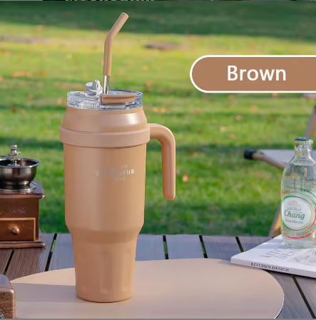 SITARAYURI 1.4liter Insulated Stainless Steel Tumbler with Handle & Straw – Leak-Proof Travel Mug for Hot & Cold Drinks