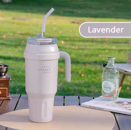 SITARAYURI 1.4liter Insulated Stainless Steel Tumbler with Handle & Straw – Leak-Proof Travel Mug for Hot & Cold Drinks