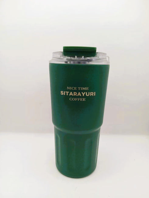 SITARAYURI 600ml Insulated Stainless Steel Travel Coffee Tumbler with Straw & Carrying Strap