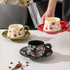 French Vintage Floral Ceramic Coffee Cup and Saucer Set