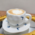 Japanese Style Ceramic Coffee Mug with Saucer – 300ml Handmade Bird Pattern Tea Cup Set