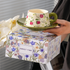 French Vintage Floral Ceramic Coffee Cup and Saucer Set