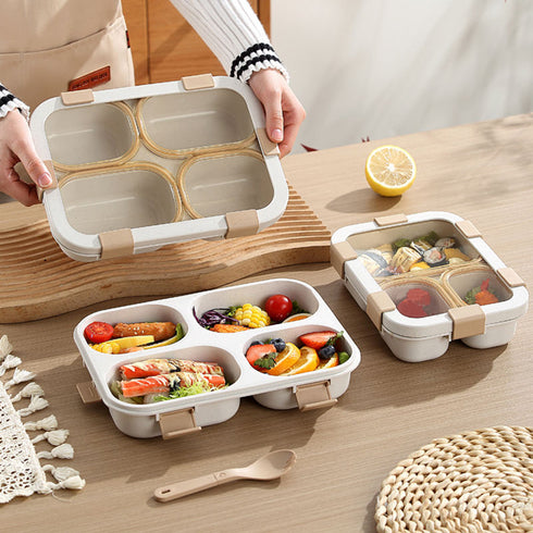 Stackable 4-Compartment Bento Lunch Box | Eco-Friendly Meal Prep Container