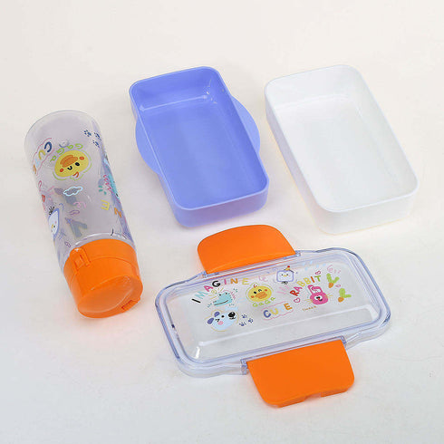 Cute Cartoon Kids Lunch Box with Water Bottle Set – BPA-Free Modular Bento Food Container