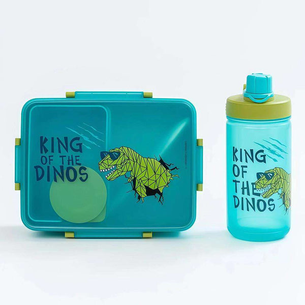Kids Bento Lunch Box with Matching Water Bottle Set – 2-Compartment Leak-Proof School Tiffin with Spoon & Fork (Shark, Mermaid, Unicorn, T-Rex Designs)