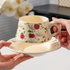 French Vintage Floral Ceramic Coffee Cup and Saucer Set
