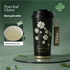 Four-Leaf Clover Insulated Coffee Tumbler – 500ml Stainless Steel Travel Mug with 2-Way Lid, Straw & Strap
