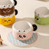 Kawaii Stackable Cat Ceramic Mugs – 400ml Hand-Painted Expression Coffee Cups with Ball Handle