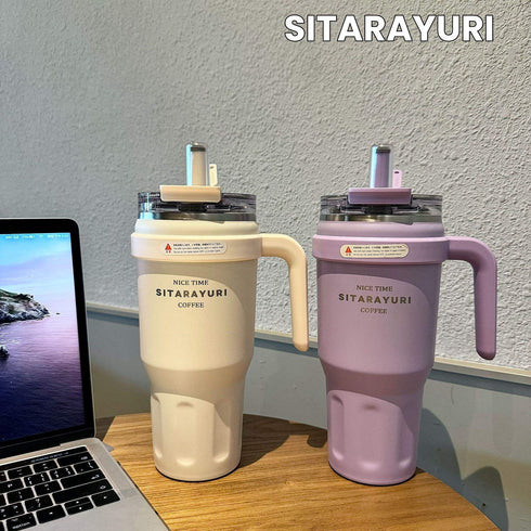 Sitarayuri 1.1L Stainless Steel Insulated Tumbler with Handle & Straw – 7 Colors
