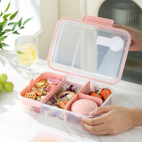 Portable Kids Bento Box Lunch Box with Top Handle – 100% BPA-Free Leakproof School Lunch Container with Matching Sauce Cup