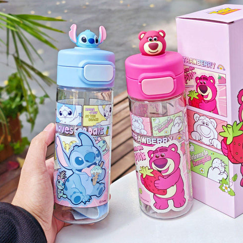 Kids Water Bottle with 3D Character Lid & Straw - 530ml BPA-Free Tritan Leak-Proof Bottle