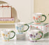 3D Relief Tulip Ceramic Coffee Mug – Elegant Hand-Painted Floral Tea Cup with Scalloped Rim