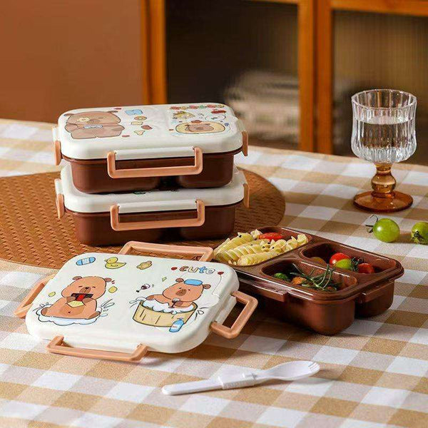 Kawaii Bento Box | Leak-Proof 2-Grid Portable Kids Lunch Box with Snap-On Lid