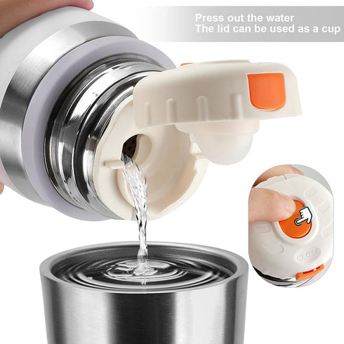 800ml Stainless Steel Vacuum Flask – Double Wall Insulated Thermos Water Bottle for Hot & Cold Drinks (12-24 Hours) with Carrying Handle