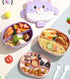 Cute Cartoon Bear Kids Bento Lunch Box – 3-Compartment Leakproof Plastic Tiffin Box with Spoon & Fork Set, BPA-Free Microwavable Food Container for School & Picnic