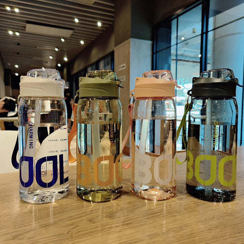 1L Tritan Sports Water Bottle with Straw & Strap | Leakproof