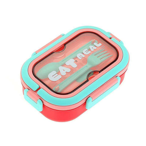 Eat Real Bento Lunch Box – 2-Compartment Leak-Proof Kids School Lunch Box with Spoon & Fork