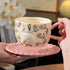 3D Embossed Rabbit & Floral Ceramic Coffee Mug with Scalloped Saucer Set