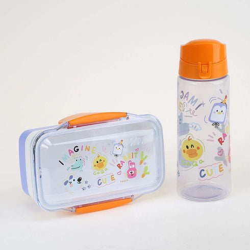 Cute Cartoon Kids Lunch Box with Water Bottle Set – BPA-Free Modular Bento Food Container