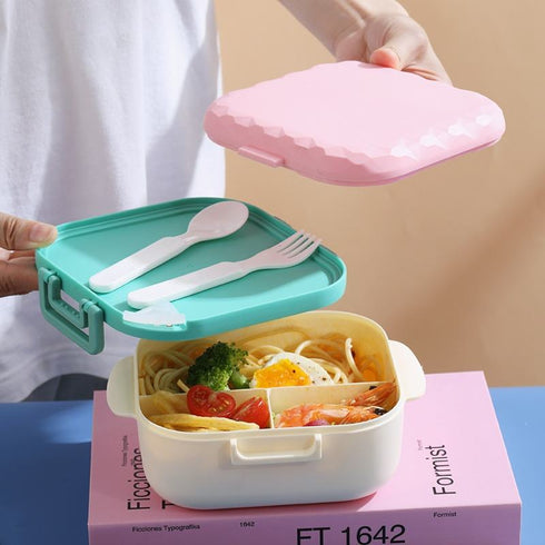 900ml Geometric Bento Lunch Box - Leakproof & Microwave Safe Food Container