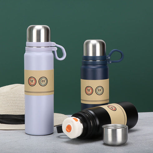 800ml Stainless Steel Vacuum Flask – Double Wall Insulated Thermos Water Bottle for Hot & Cold Drinks (12-24 Hours) with Carrying Handle