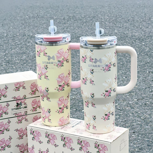 SITARAYURI "Blossom Series" 900ml Aesthetic Floral Tumbler – Insulated Travel Mug