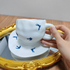 Japanese Style Ceramic Coffee Mug with Saucer – 300ml Handmade Bird Pattern Tea Cup Set