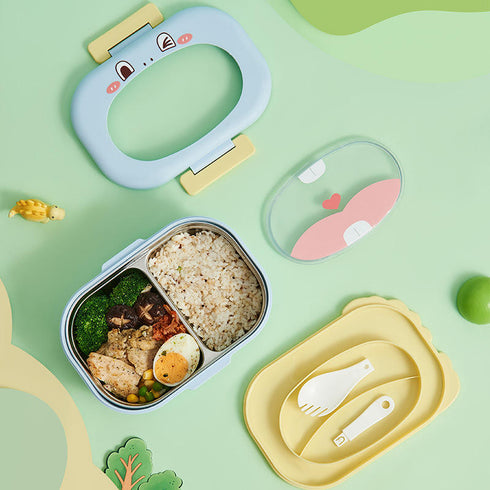 Cute Monster Cartoon Kids Bento Lunch Box | Insulated Stainless Steel School Tiffin
