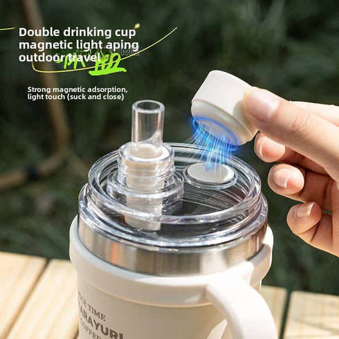 Sitarayuri 600ml Stainless Steel Vacuum Insulated Tumbler with Handle and Dual-Lid