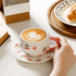 Cherry Spiral Handle Ceramic Mug and Saucer Set