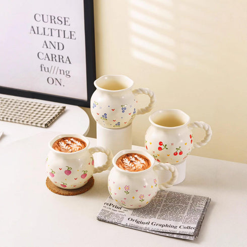 Vintage Floral Ceramic Coffee Mug