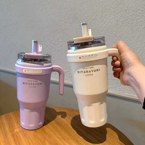Sitarayuri 1.1L Stainless Steel Insulated Tumbler with Handle & Straw – 7 Colors