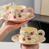 French Vintage Floral Ceramic Coffee Cup and Saucer Set