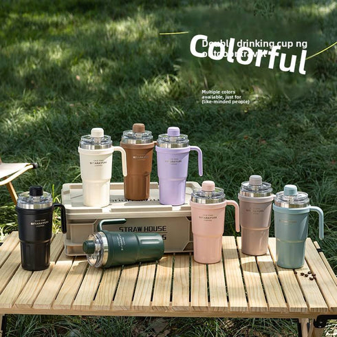 Sitarayuri 600ml Stainless Steel Vacuum Insulated Tumbler with Handle and Dual-Lid