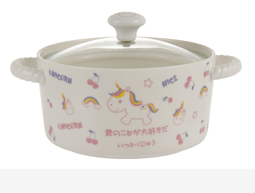 Kawaii Animal Ceramic Instant Noodle Bowl with Lid | 730ml Double-Handle Ramen Pot for Dorm & Home