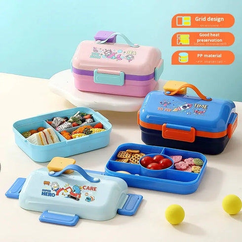 Kids Cute House-Shaped Bento Lunch Box – 3-Compartment Insulated Food-Grade Leakproof Tiffin Container with Handle for School, Picnics & Travel