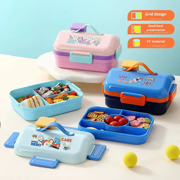 Kids Cute House-Shaped Bento Lunch Box – 3-Compartment Insulated Food-Grade Leakproof Tiffin Container with Handle for School, Picnics & Travel