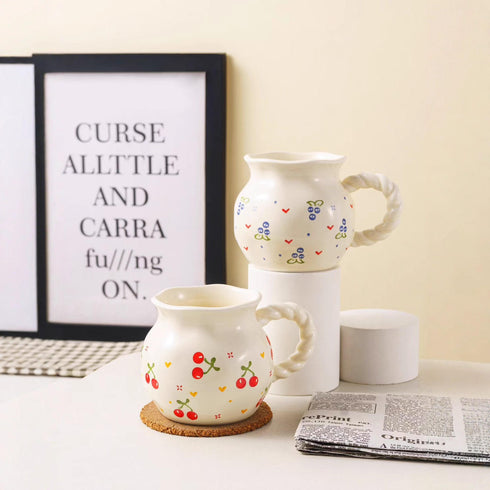 Vintage Floral Ceramic Coffee Mug