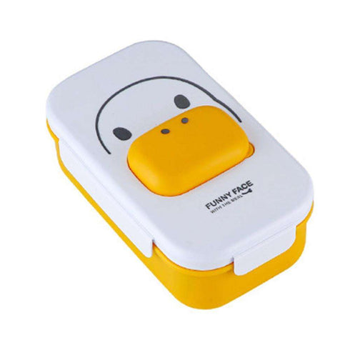 Cute Animal Bento Lunch Box with Sauce Compartment (1100ml) – Leakproof 2-Compartment Kids Food Container with Spoon