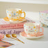 Luxury Pastel Polka Dot Tea Cup Set with Bow Handle – Ceramic Coffee Mug & Saucer Gift Box