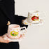 Aesthetic Floral Ceramic Mug & Saucer Set with Gold Spoon