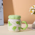 Cute Flower Print Ceramic Mug with Flower-Shaped Lid and Handle | Kawaii Coffee & Tea Cup