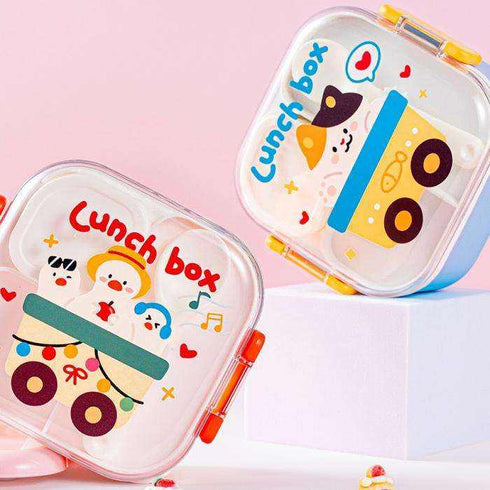 Cute Cartoon Bento Lunch Box – Leakproof Square Food Container for Kids & School