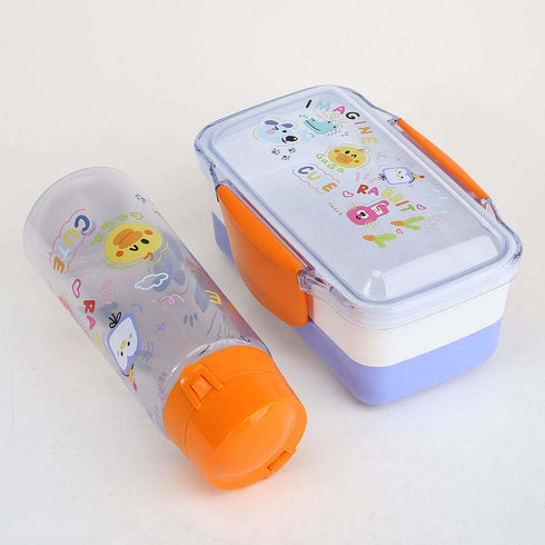 Cute Cartoon Kids Lunch Box with Water Bottle Set – BPA-Free Modular Bento Food Container