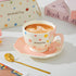 Luxury Pastel Polka Dot Tea Cup Set with Bow Handle – Ceramic Coffee Mug & Saucer Gift Box